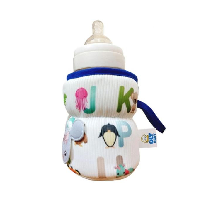 Oly Baby Bottle Cover for Wide Neck Feeding Bottles (125ml) – Soft Plush Stretchable Baby Feeding Bottle Cover with Easy-to-Hold Strap (Multicolor)