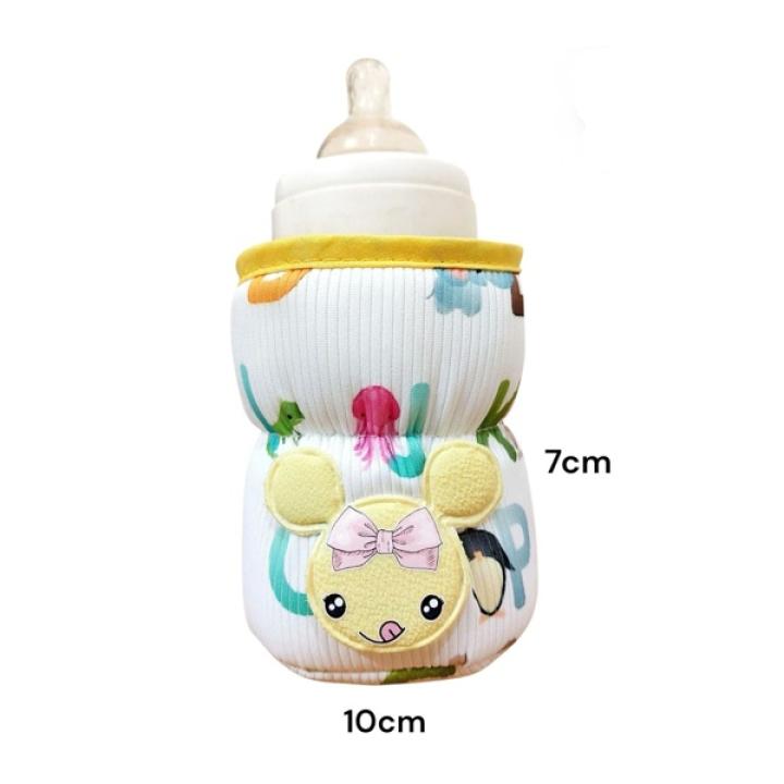 Oly Baby Bottle Cover for Wide Neck Feeding Bottles (125ml) – Soft Plush Stretchable Baby Feeding Bottle Cover with Easy-to-Hold Strap (Multicolor)